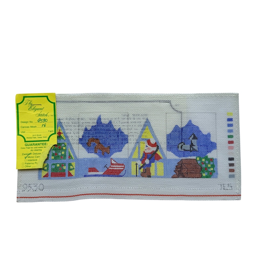 The Elegant Stitch Christmas Houses Needlepoint Canvas Zweigart 18 Mesh 9530